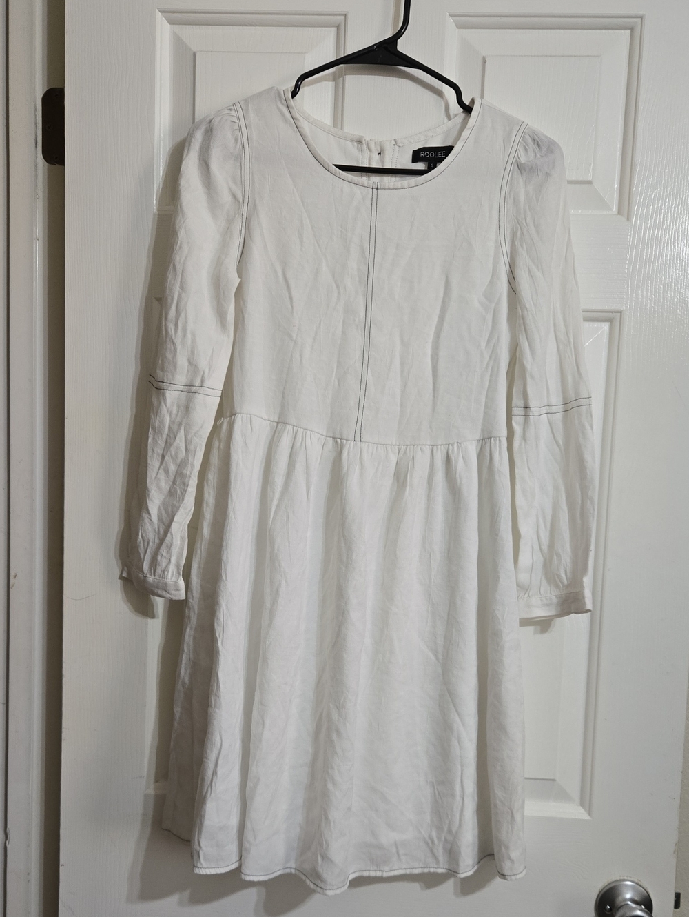 Roolee White Long-Sleeve Babydoll Dress